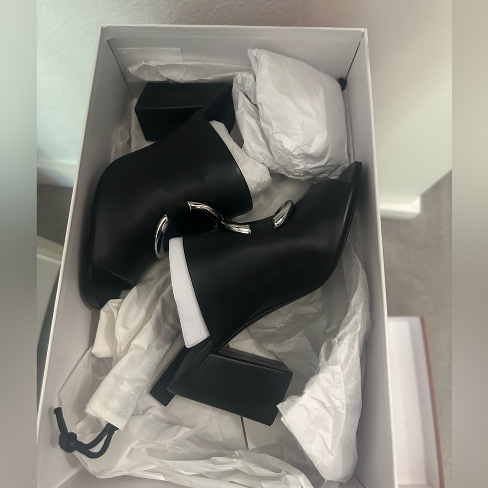 Via Spiga Black Mules with Silver Detail NWT